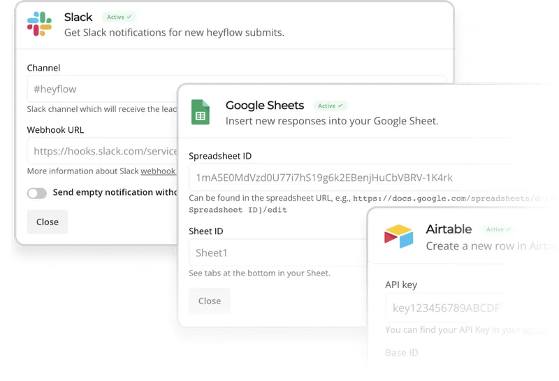 Heyflow-Screenshots – Integrationen
