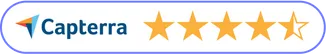 Capterra logo and a 4,5 star rating