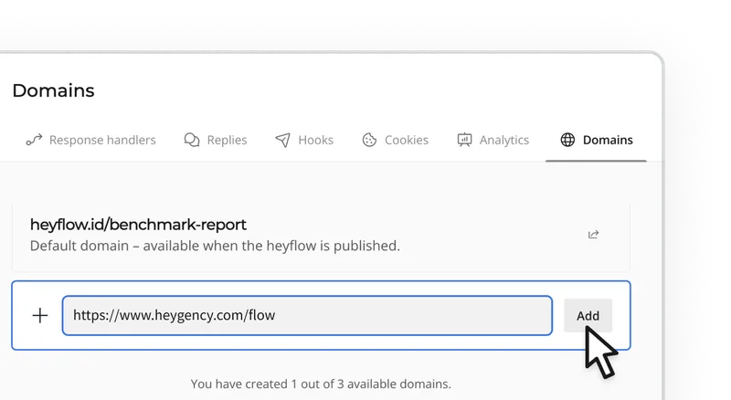 Heyflow-Screenshot – Domänenkonfiguration